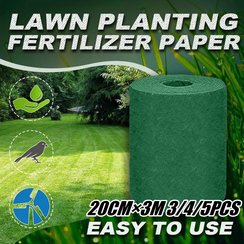 3/4/5PCS 20×300cm Grass Seed Mat Fertilizer Garden Picnic Gardening