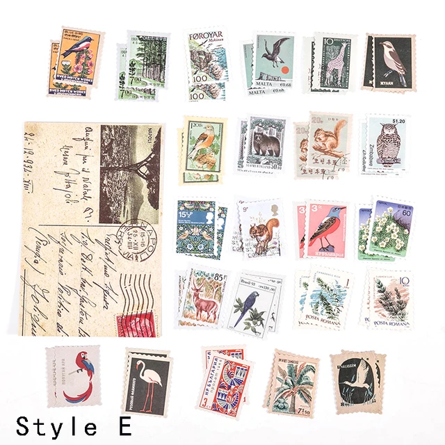 Mr.paper 6 Designs 46 Pcs/bag Vintage Retro Style Philatelic Museum Series Creative Hand Account DIY Decoration Stamp Stickers E
