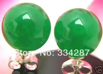 

AAA Green jade Perfect Round 10mm Quartzite stone earring & S925 stude