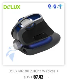 Delux M618 Plus, эргономичная Вертикальная беспроводная мышь, компьютерная игровая, Mause, USB, оптическая, 1600 dpi, 6 кнопок, мыши для Macbook, ноутбука, ПК