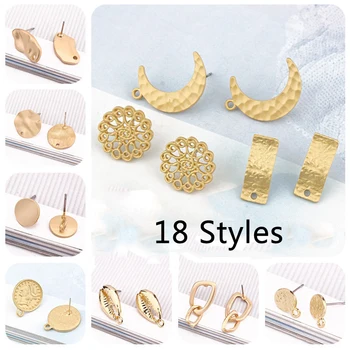 

18styles 6pcs Zinc Alloy Matte Gold Earring Base Findings Diy Eardrop Accessories Coin Moon Dangle Earring Jewelry Handmade Part