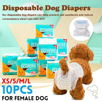 

10PCS/Bag Super Absorption Physiological Pants Dog Diapers for Dogs Pet Female Dog Disposable Leakproof Nappies Puppy