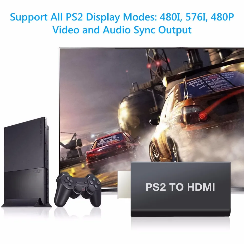 LiNKFOR для PS2 в HDMI конвертер адаптер с 3,5 мм наушников аудио разъем с 3 фута HDMI кабель для HDTV HDMI монитор