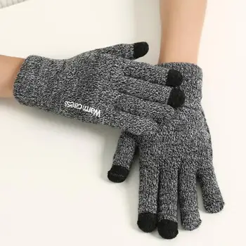 

Fashion 1 Pair Winter Anti-skid Warm Touch Screen Full Finger Knitted Unisex Gloves Better Warm Winter Men Gloves Full Finger M