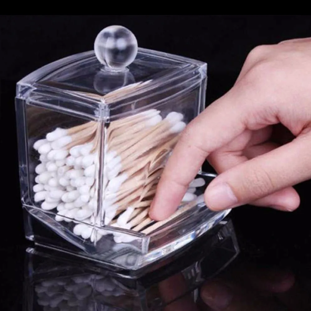 OUTAD акриловый кристалл хлопок бутон коробка для хранения прозрачный ватный коврик держатель для хранения Косметика Коробка-Органайзер