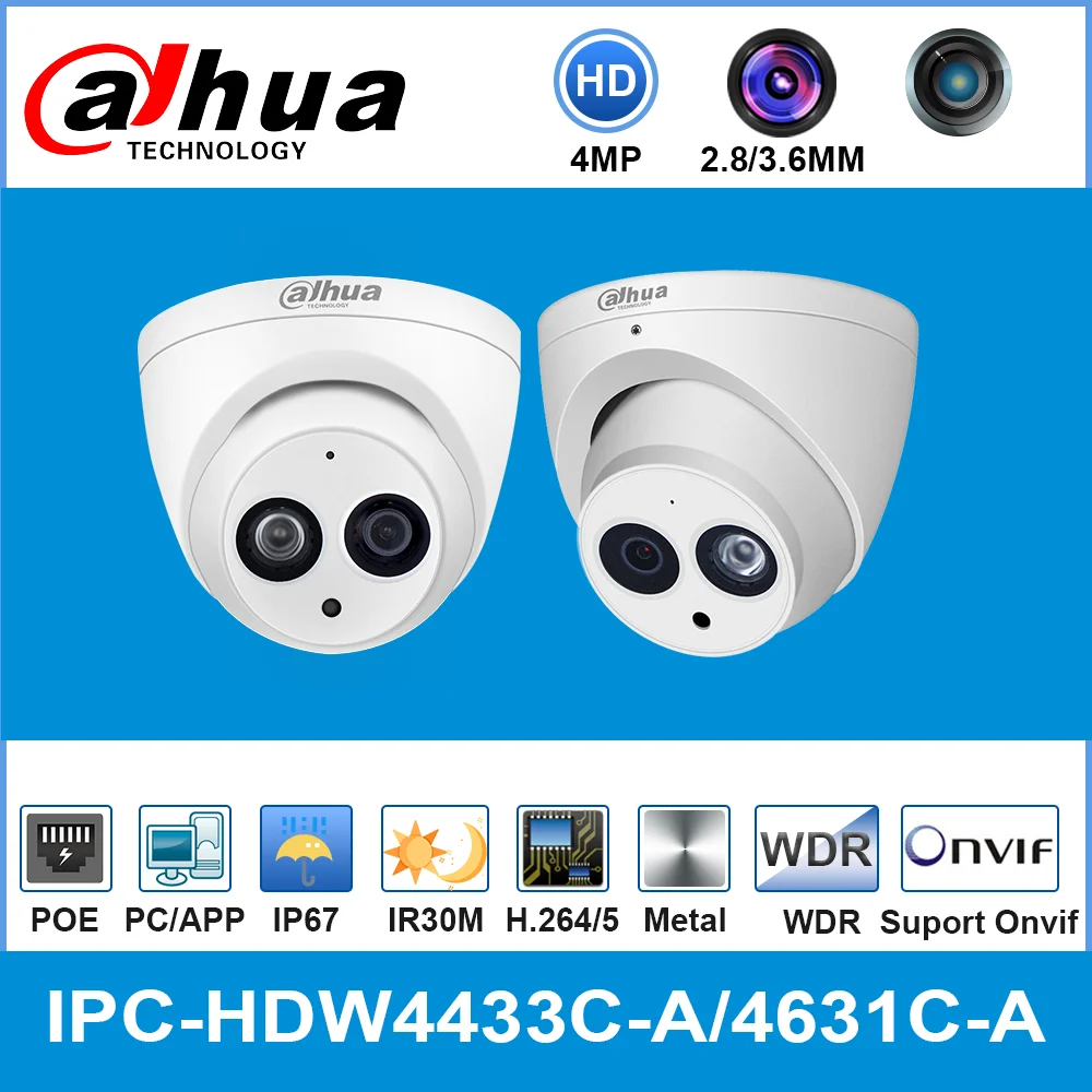 Сетевой видеорегистратор Dahua IPC HDW4433C A HDW4631C 4MP 6MP сети IP Камера 2 8 мм объектив с