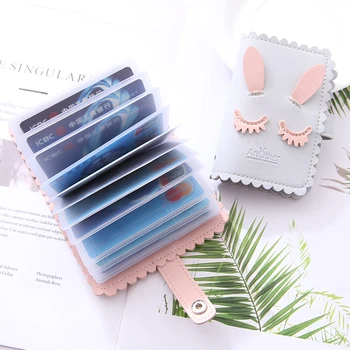 

Stylish Cute Sweet Smile Woman's Business Card Holder Wallet Banks Credit Card Case ID Holders Women Girl Porte Carte 4 Colors