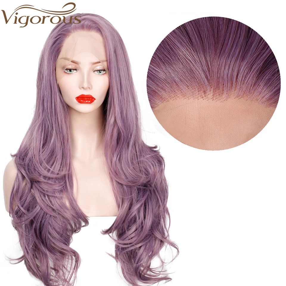 Vigorous, 24 дюйма, длинные волнистые синтетические парики на кружеве, парик на шнурке для черных/белых женщин, натуральные волосы, термостойкие волокна для волос