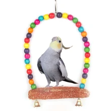 Parrot Arched Swing Wooden Decorative Birdcage Swing Parrot Standing Perch With Bell Durable Anti-Bite Easy Hanging Parrot Swing tanie tanio Huśtawki CN (pochodzenie) 6795383 Metal