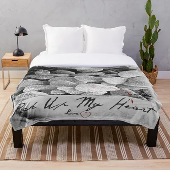 

Soft Blanket for Bed Sherpa Flannel Fleece Blanket Home Travel Sofa Soft Throw Blanket Pick Up My Heart Bw