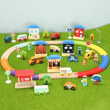 

Wooden Train Track Scene Accessories Tree Forest Tree Spelling Tree Suitable for Track Train Game Children Car Toys For Children