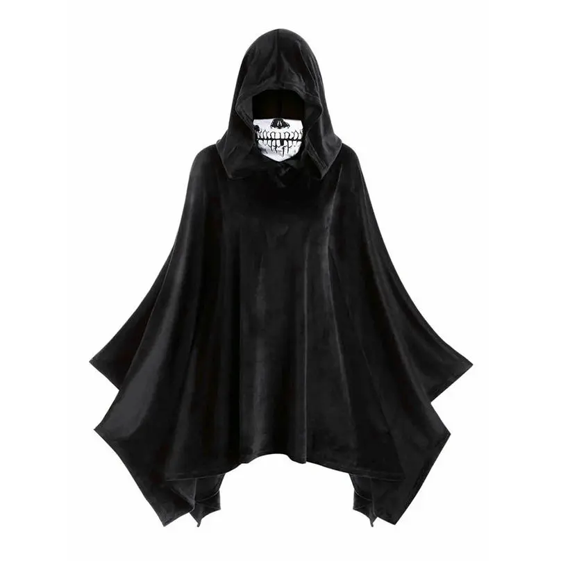 New Costume Halloween Women Fashion Halloween Cloak Skull Mask Print Hooded Cape Coat Vintage Women Tops Outwear 4S11 (5)