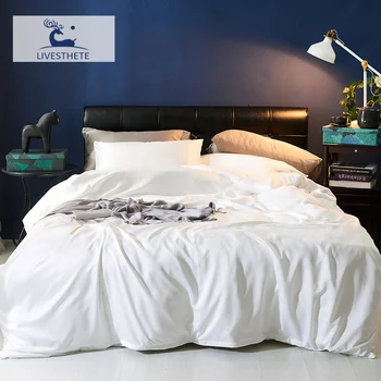 

Liv-Esthete Luxury 100% Silk White Bedding Set Silky Healthy Skin Duvet Cover Pillowcase Flat Sheet Double Queen King Bed Linen