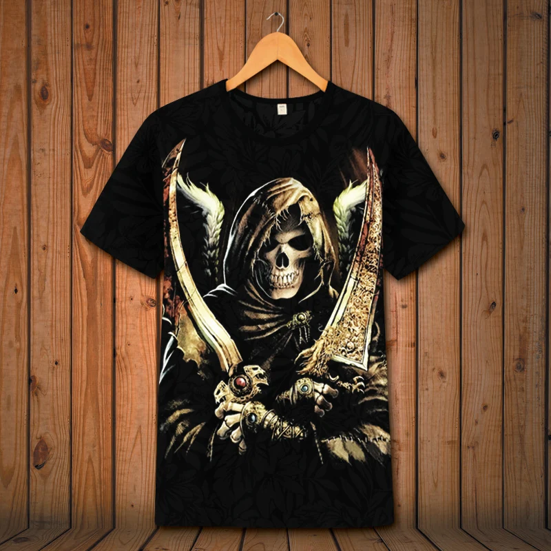 

European style death god pattern 3d print short sleeve t shirt Summer 2019 New quality soft comfortable luxury t shirt men S-6XL