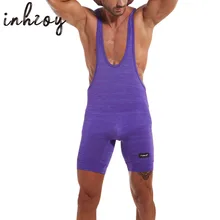 Man Deep U Neck Wrestling Bodysuit Leotard Breathable Racer Back Fitness Running Workout Singlet