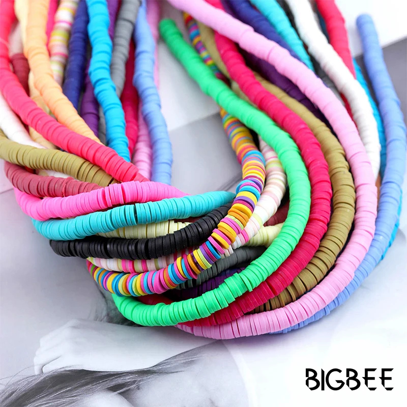 

380Pcs Polymer Clay Solid color Slices Slime Supplies Charm Slice Loose Soft clay Beads Colorful For Bracelet Jewelry Making DIY