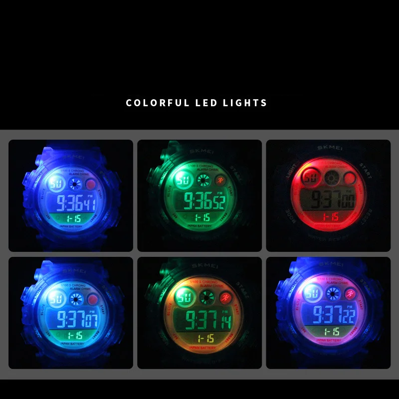 

TurnFinger Children's Digital Watch Colorful LED Luminous Transparent Personality Outdoor Sports Multifunctional Fashion Luxury