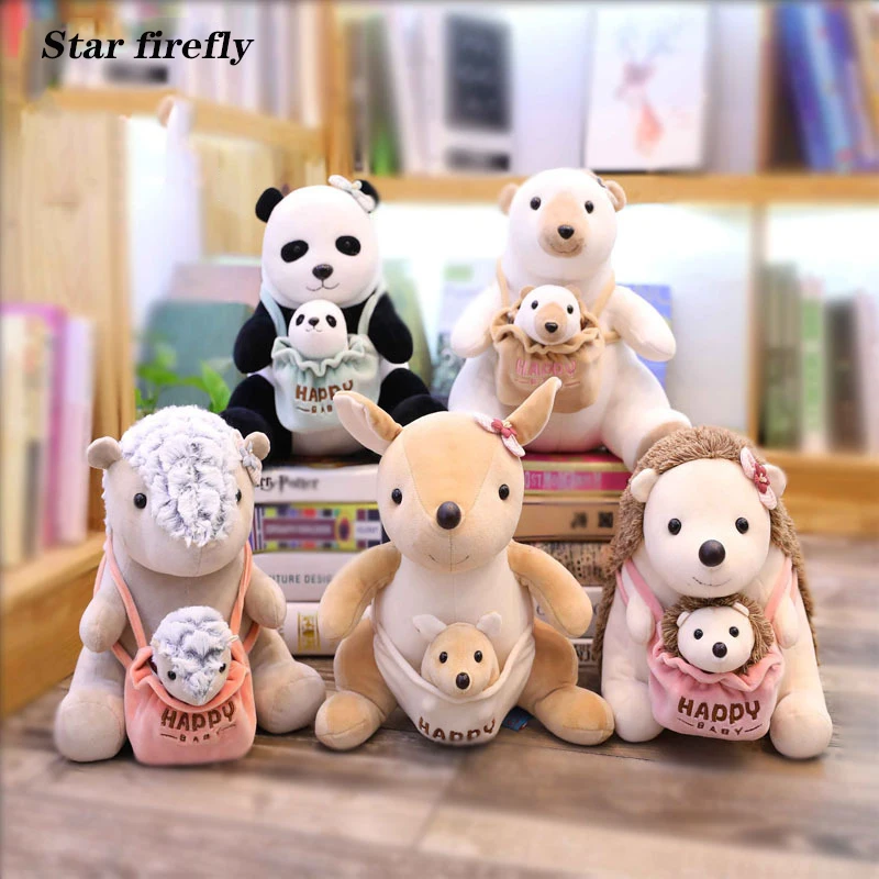 

Cute Lovely Soft plush toys Panda hedgehog polar bear pangolin Australia Kangaroo Mom and Baby Toys Stuffed plush for kids gifts