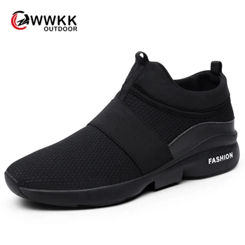 

WWKK Running Shoes Breathable Mesh Sneakers Men Lightweight Casual Male Slip On Outdoor Comfortable Wear Resistant Shoes Man