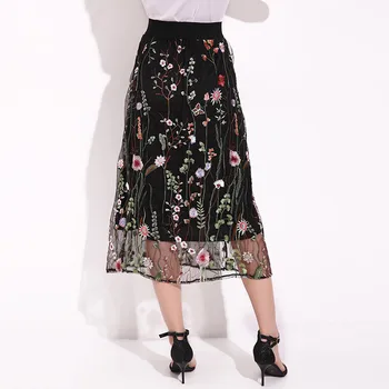 

Women Skirt Summer Fashion Women's Mesh Embroidered Skirt Waterweed Daily Party Sexy Casual 2020#e
