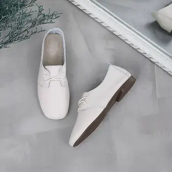 

Small Shoes Female 2020 Autumn Korean-style Trend Lace-up Soft Cowhide Versatile Casual in Her Students Soft Leather Shoes