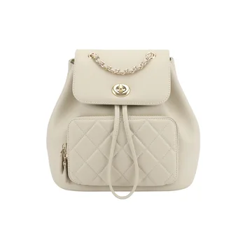 

Genuine Leather 2020 Both Shoulders Bag Woman Package Real Diamond Lattice Chain Small Backpack school bags for teenage girls