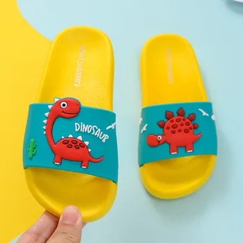 

Summer Dinosaur Children's Slippers For Boys Girls Slippers Pvc Soft Bottom Non-slip Beach Sandals Kids Home Bathroom Flip Flops