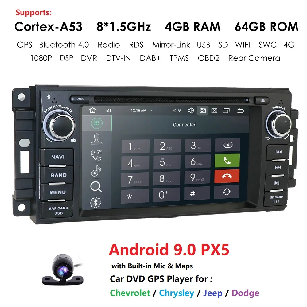 Android 9,0 автомобильный стерео gps для Chrysler 300c Jeep Commander Dodge ram радио WiFi 4G в тире головное устройство automotivo gps навигация