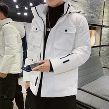 Новая зимняя мода мульти-карманы 90% белый утиный пух куртка мужская Толстая теплая пуховая куртка мужская ветровка с капюшоном дутая куртка