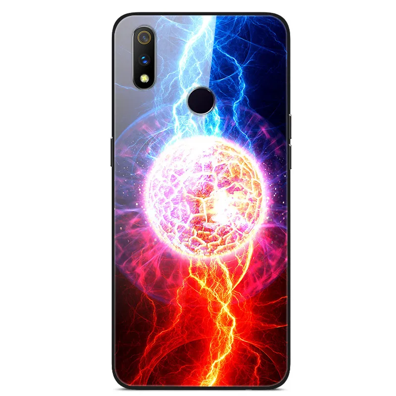 Для OPPO Realme 3 Чехол Realme3 закаленное стекло планета Космос крышка стекло задняя крышка чехол для OPPO Realme 3 Coque оболочка для Realme 3 6,22