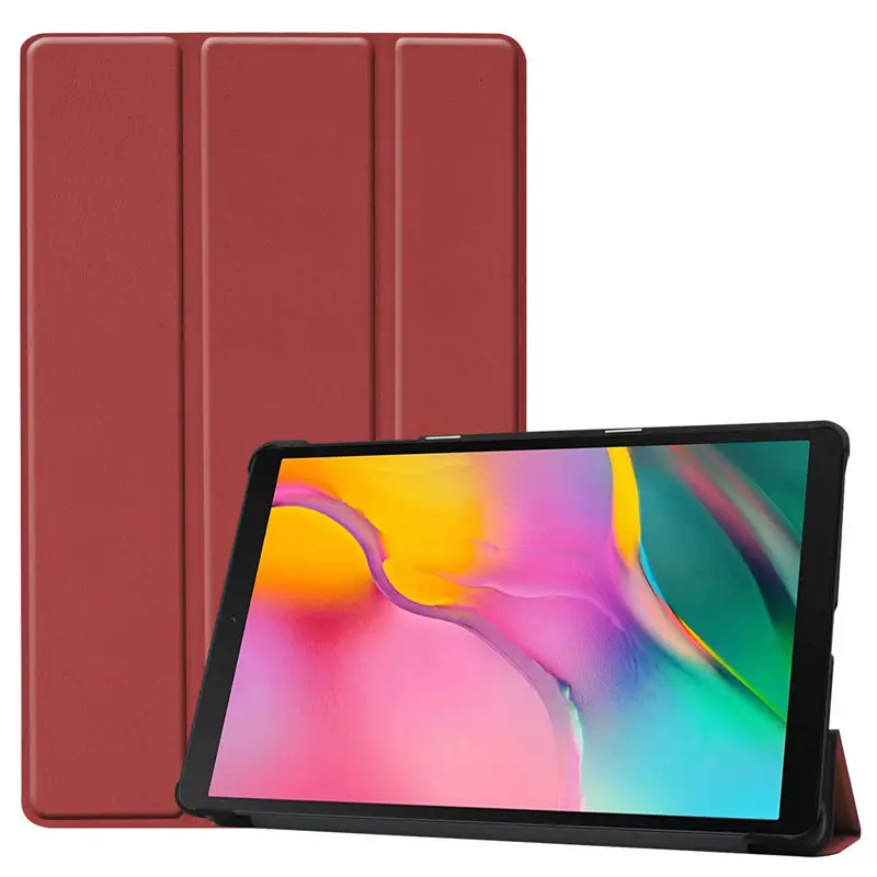 Ультра тонкий 3-складной Умный Магнитный чехол для Samsung Galaxy Tab A 10,1 T510 SM-T510 SM-T515 10,1 дюймов силиконовые футляры для планшетных телефонов - Цвет: Wine Red