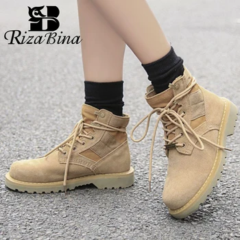 

RIZABINA Women Ankle Boots Fashion Cross Strap Warm Flats Winter Shoes Woman Casual Daily Short Boot Lady Footwear Size 34-40