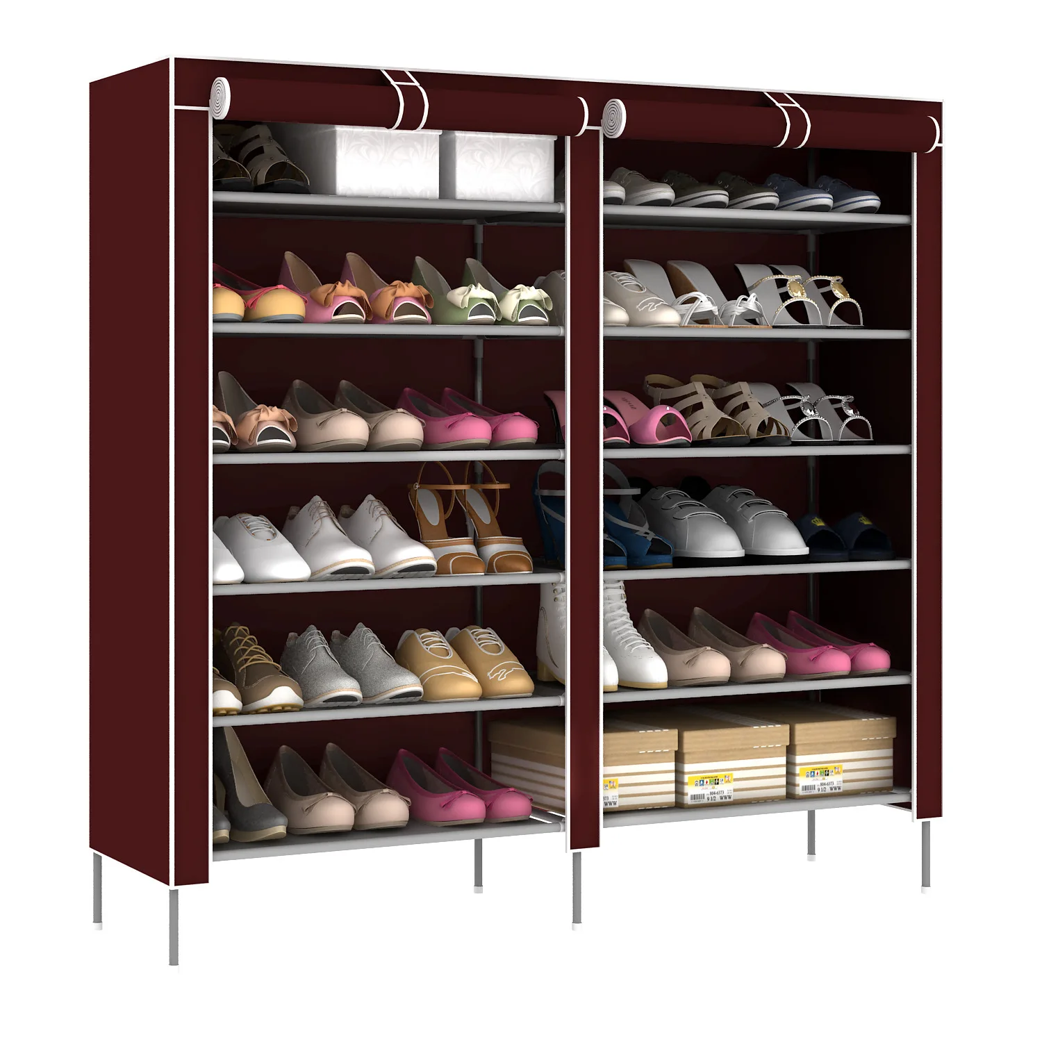 

Satisfied Yet Simple Shoe Cabinet Double Row 7-Layer Large Capacity Shoe Extra-large Heightening Shoe Rack Taobao from A on Beha