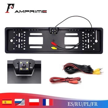 

AMPrime Car Rear View Camera Waterproof EU European License Plate Frame Parktronic Reverse 4 LED Night Vision Backup Camera