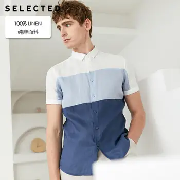 

SELECTED Men's Linen Contrast Stitching Trend Assorted Colors Business Casual Short-sleeved Shirt S|419204519