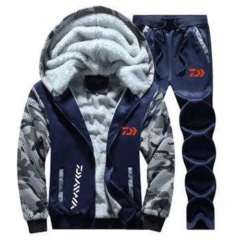 

2020 DAIWA Fleece Fishing Clothing Set Spring Autumn Outdoor Sport Camouflage Hiking Fishing Shirt And Pants Men Fishing Jacket