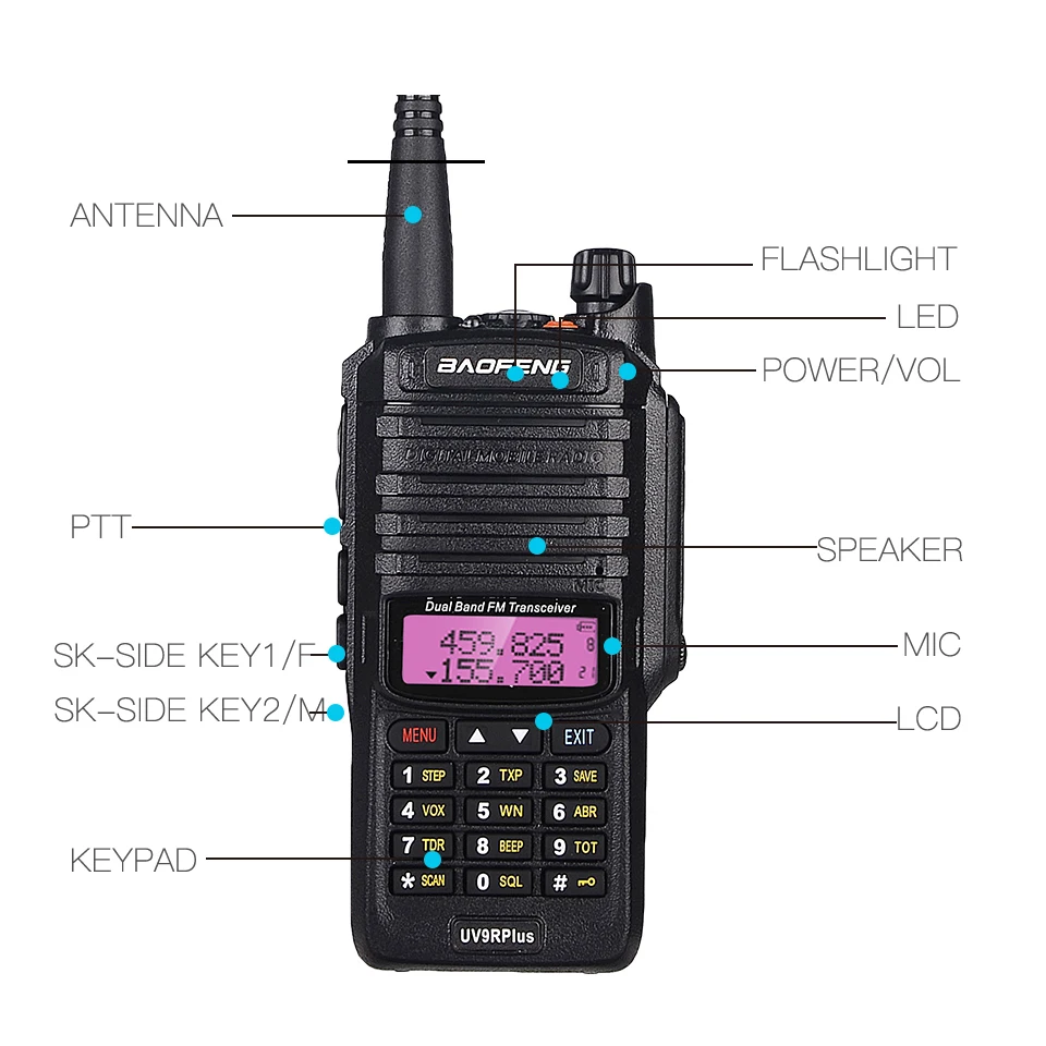 2 шт. 10 Вт Водонепроницаемая рация Baofeng UV 9R Plus 9rhp Двухдиапазонная портативная CB