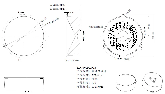5PCS/Lot SMD LED Optical Lens 2835/3535 Diffuse Reflection Len For LG innotek TV Backlight Article lamp and Light box