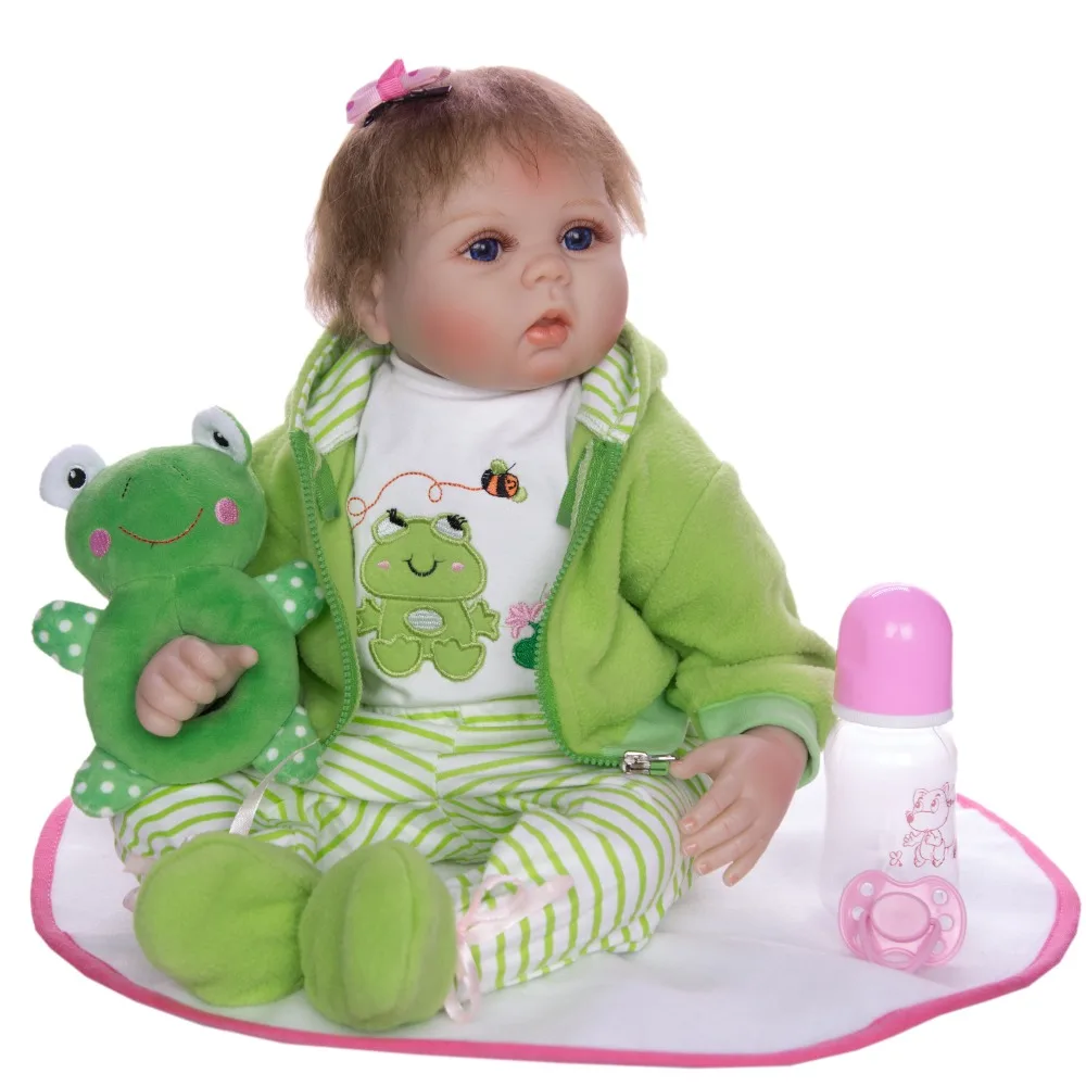 

22'' bebe reborn bonecas handmade Lifelike Reborn Baby Doll Girls soft Body Silicone vinyl dolls toys with Pacifier child gift
