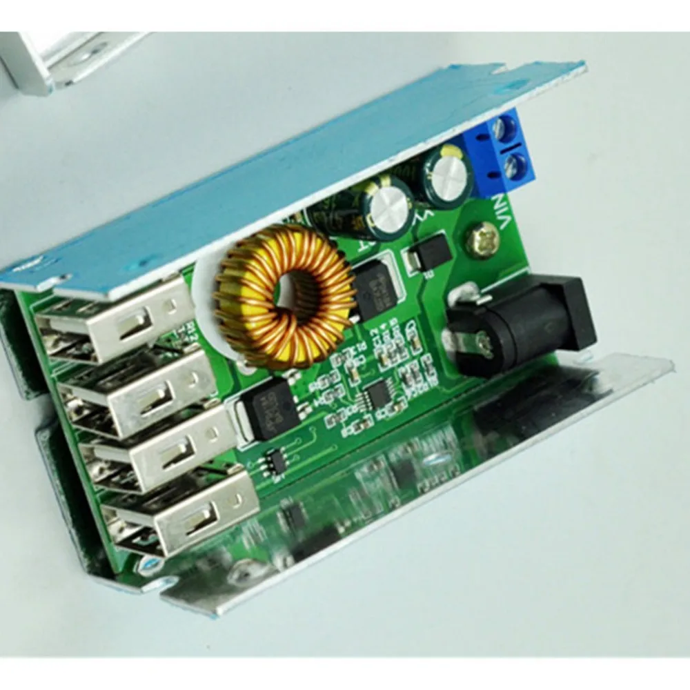DC12V до 5V 4USB Выход DC понижающий преобразователь вниз Питание зарядная Модульная плата с Алюминий оболочка для телефонов