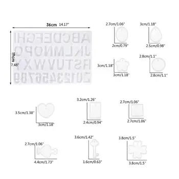 

194pcs Alphabet Resin Silicone Mold Tools Set Number Silicone Resin Casting Mold 28TF