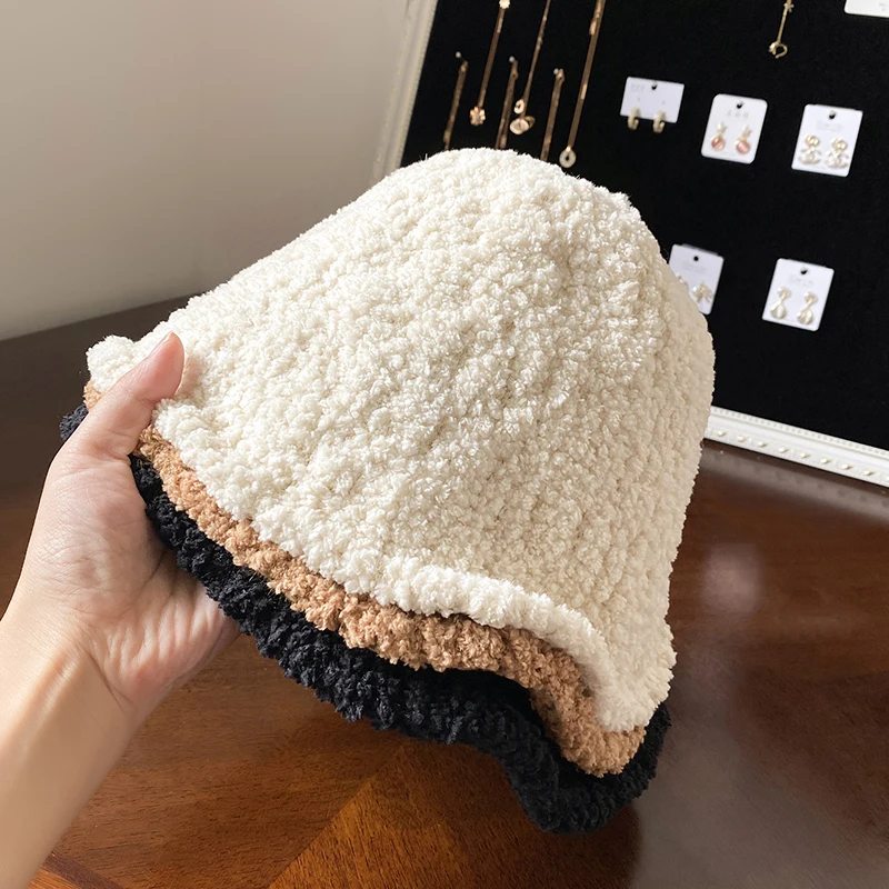 

Autumn Winter Warm Bucket Hats Women Solid Soft Dome Chic Fishing Caps Street Casual All Match Sun Hat Black Beige Khaki 56-58cm