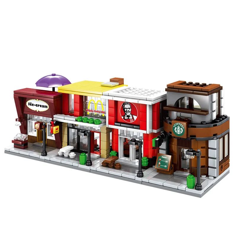

Baby Semp Mini Street View Building Blocks Granule Boy Assembled Children Educational Building Blocks DIY Toy 6-8