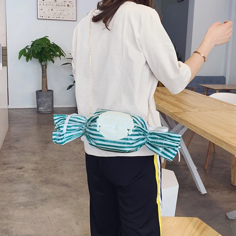 New Candy Shape Handbag Personalized Satchel Girls Sweet Chain Crossbody Bag Shoulder Bag Ladies Pvc Party Clutch Bag Purses