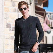 Шерсть новые модные брендовые свитера мужские пуловеры облегающие вязаные джемперы с v-образным вырезом Осенняя повседневная мужская одежда в Корейском стиле