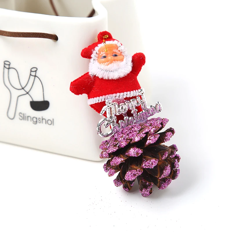 Novelty Christmas Tree Santa Claus Pine Cone Hanging Decoration Decor Supplies