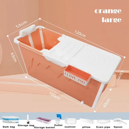 Складная Ванна для взрослых, бочонок для взрослых, Складная Ванна для взрослых, ванна для дома, полный корпус, ванна для взрослых, большая ванна, артефакт - Цвет: orange-L