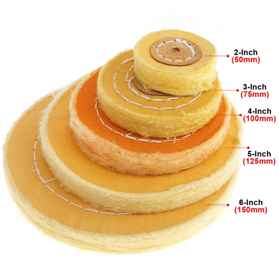 

2 Inch 3 Inch 4 Inch 5 Inch 6 Inch T-shaped Yellow Cotton Cloth Polishing Wheel Flannel Mirror Buffer Pad with 5mm Hole