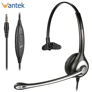 

Wantek A600J35 Mono Headset with Microphone 3.5mm Jack Wired Cell Phone Headset for iPhone Samsung Huawei Xiaomi Mobile Phones