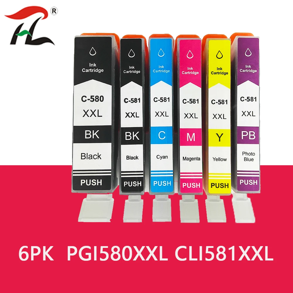 6PK совместимый чернильный картридж PGI580 CLI 581 XXL для Canon Pixma TR7550 TR8550 TS6150 TS6151 TS8150 TS8151